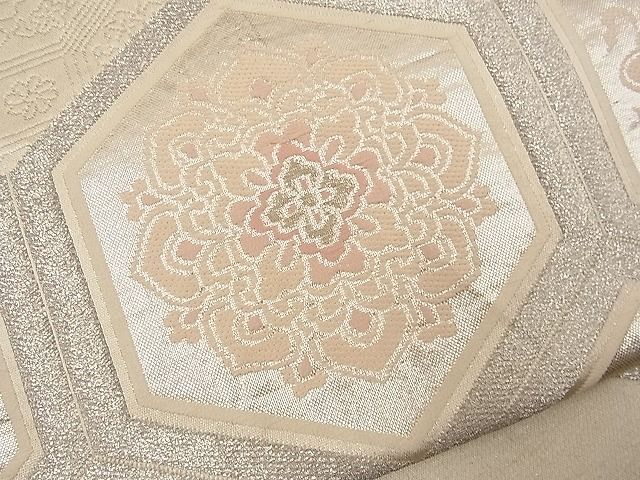 平和屋着物■六通柄袋帯 唐織 花菱亀甲文 銀糸 逸品 n-wb0710