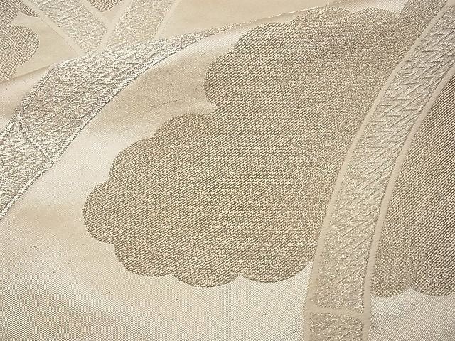 平和屋着物■六通柄袋帯 雲取り竹垣文 銀糸 逸品 n-wb0716