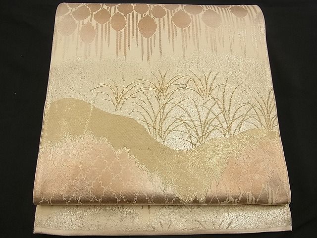 平和屋着物■六通柄袋帯 流水樹林文 金銀糸 逸品 n-wb0736