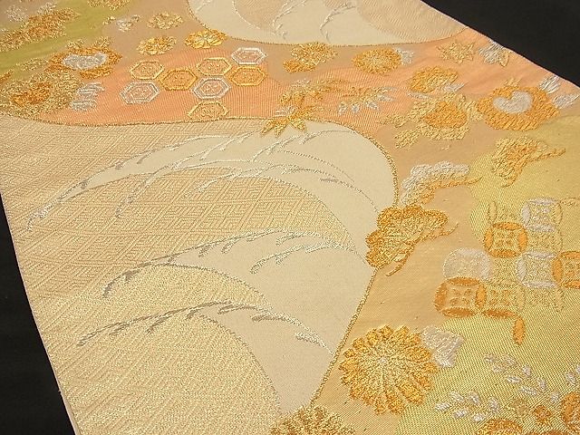 平和屋着物■六通柄袋帯 吉祥花文 金銀糸 逸品 n-wb0756