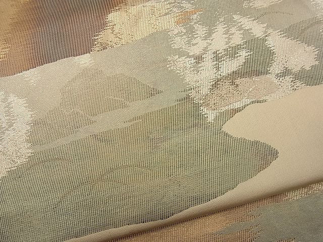 平和屋着物■六通柄袋帯 遠山風景文 金銀糸 逸品 n-wb0766