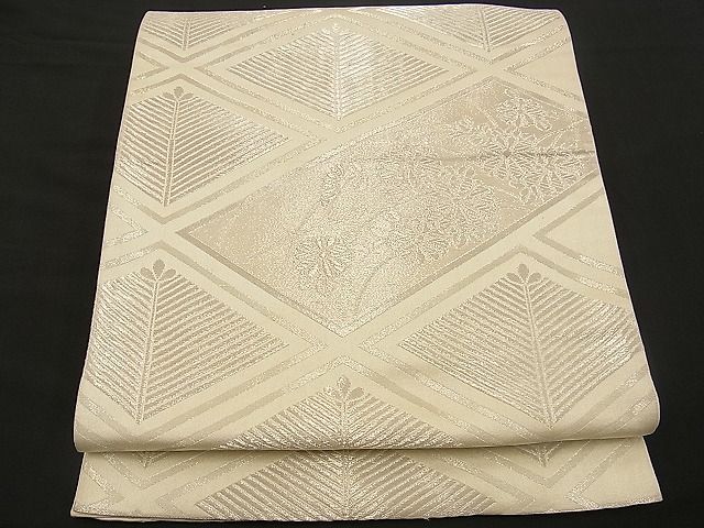 平和屋着物■全通柄袋帯 桧垣菱松花文 銀糸 逸品 n-wb0771