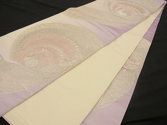平和屋着物■六通柄袋帯 唐織 孔雀文 銀糸 逸品 n-wb0778