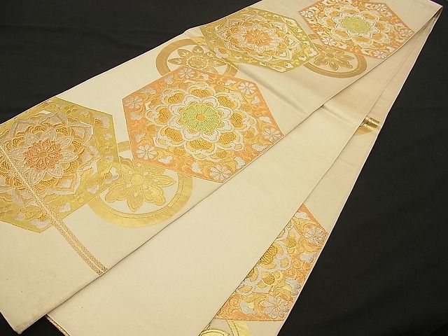 平和屋着物■六通柄袋帯 亀甲花唐草文 金銀糸 逸品 n-wb0787