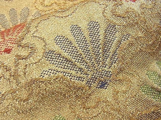 平和屋着物■六通柄袋帯 雪輪菊青海波 金糸 逸品 n-wb0790