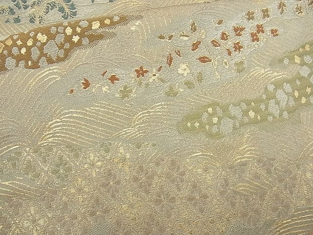 平和屋着物■六通柄袋帯 唐織 流水吉祥花文 金銀糸 逸品 n-wb0800