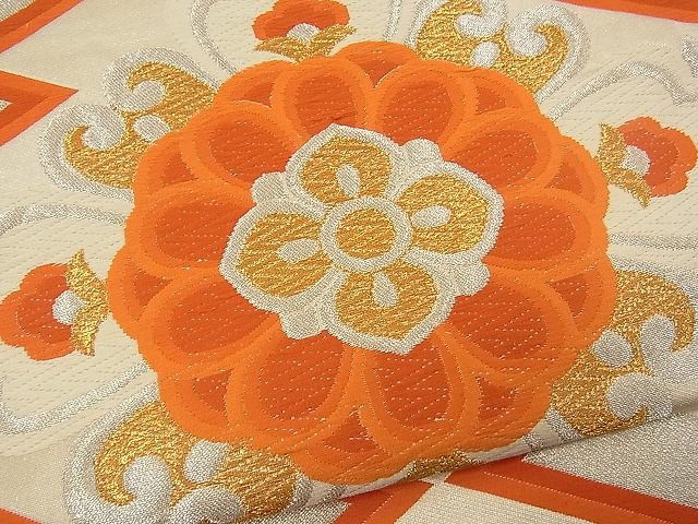 平和屋着物■西陣 六通柄袋帯 唐織 松皮菱花文 金銀糸 逸品 n-wb1123