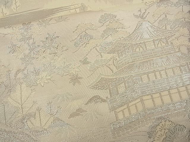 平和屋着物■六通柄袋帯 唐織 金閣寺 プラチナ箔 逸品 n-wb1127