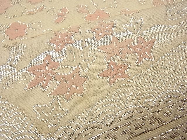 平和屋着物■六通柄袋帯 唐織 天井地紙花文 銀糸 逸品 n-wb1134