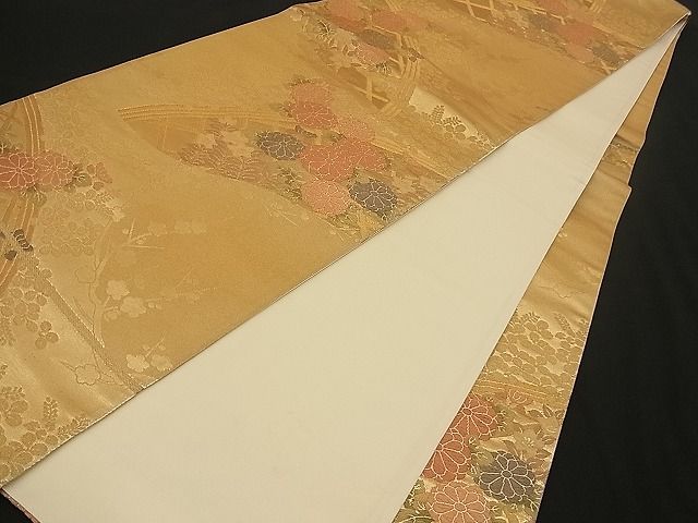 平和屋着物■六通柄袋帯 唐織 籬秋草文 金糸 逸品 n-wb1136