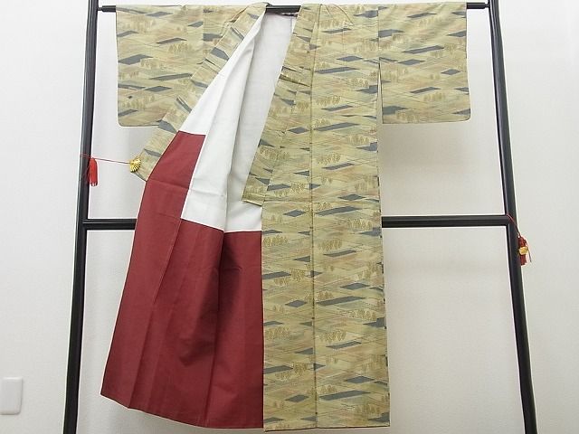 平和屋着物■上質なお召 樹林文 逸品 n-wb1625