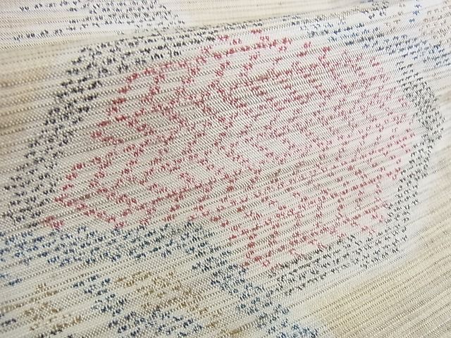 平和屋着物■上質な紬 単衣 笹梅文 逸品 wb2802