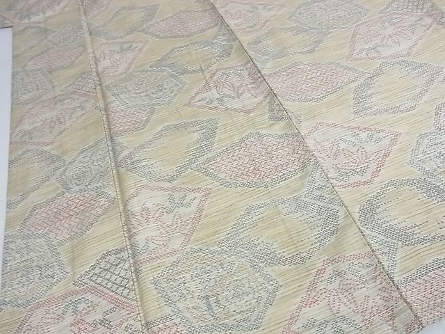 平和屋着物■上質な紬 単衣 笹梅文 逸品 wb2802