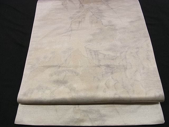 平和屋着物■六通柄袋帯 手描き 風景文 引箔 逸品 n-xg0008