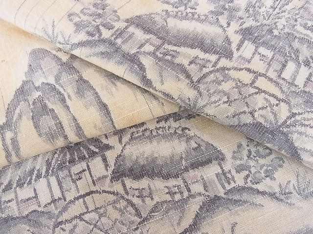 平和屋着物■上質な紬 風景樹林文 逸品 xg4083