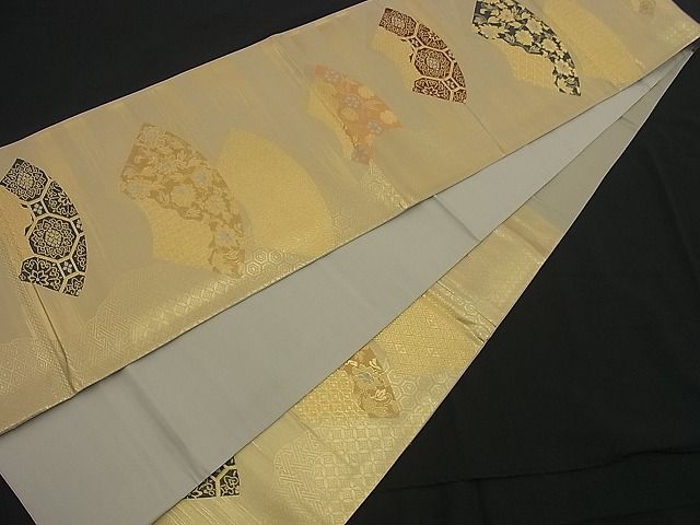 平和屋着物■六通柄袋帯 唐織 地紙吉祥花文 金糸 逸品 n-yc0945