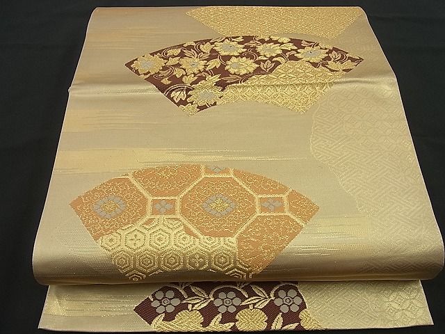 平和屋着物■六通柄袋帯 唐織 地紙吉祥花文 金糸 逸品 n-yc0945