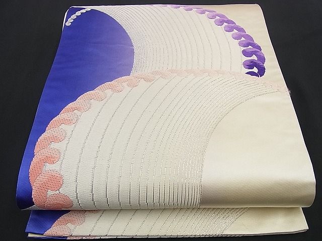 平和屋着物■六通柄袋帯 唐織 立波文 銀糸 逸品 n-yc1627