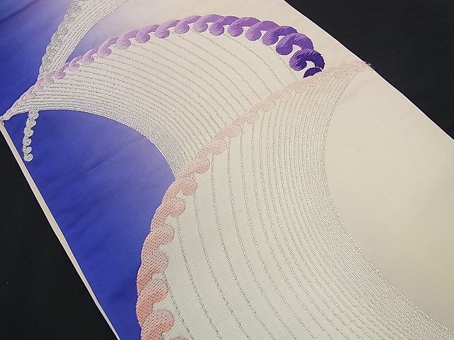 平和屋着物■六通柄袋帯 唐織 立波文 銀糸 逸品 n-yc1627