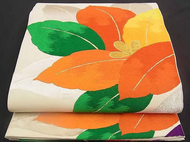 平和屋着物■六通柄袋帯 唐織 草花文 金糸 逸品 n-yc1835