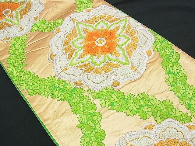 平和屋着物■六通柄袋帯 唐織 正倉院立涌花文 逸品 n-yc2371