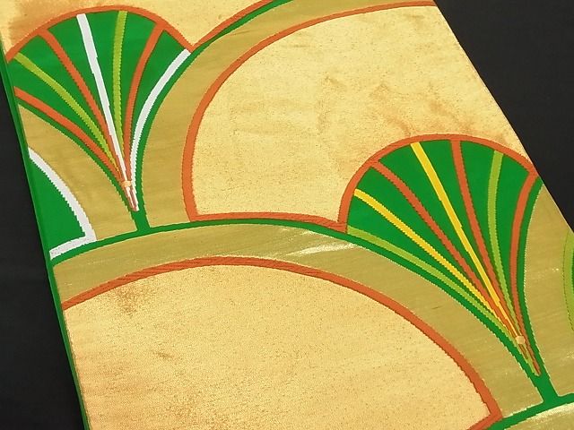 平和屋着物■六通柄袋帯 青海波 金糸 正絹 逸品 A-yi1967