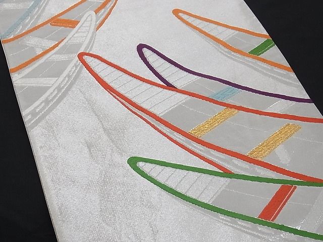 平和屋着物■六通柄袋帯 唐織 舟 金銀糸 正絹 逸品 A-yi2043