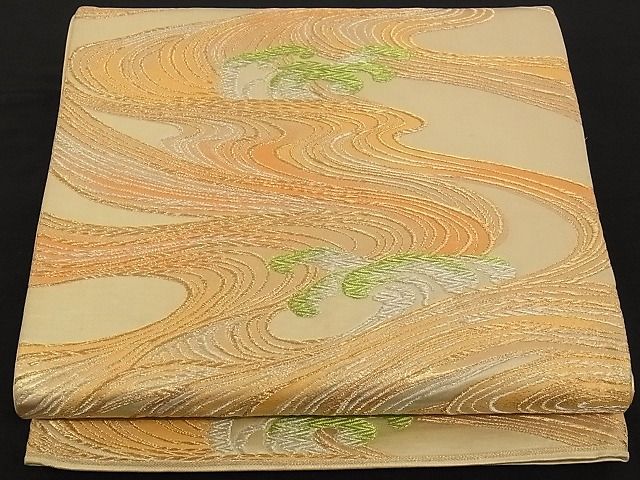 平和屋着物■六通柄袋帯 立波文 金銀糸 正絹 逸品 A-yi2543