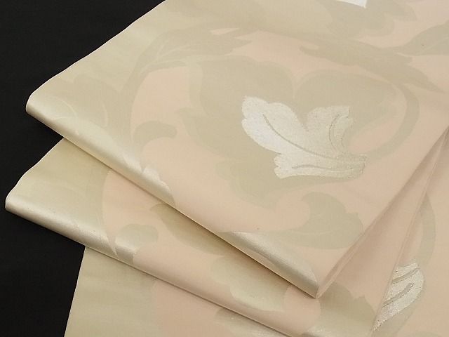 平和屋着物■六通柄袋帯 更紗花文 銀糸 正絹 逸品 A-yi2546