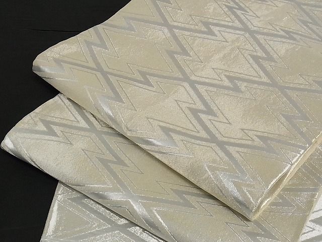 平和屋着物■六通柄袋帯 松皮菱文 銀糸 正絹 逸品 A-yi2630