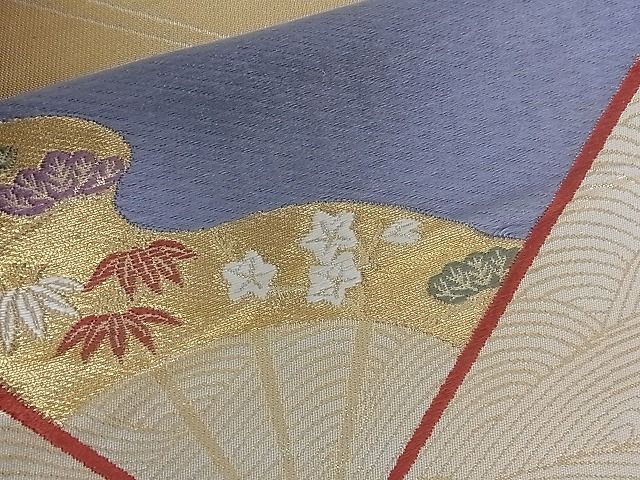 平和屋着物■六通柄袋帯 唐織 扇面吉祥文 金糸 逸品 yk0142