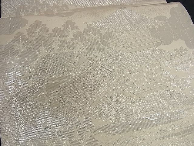 平和屋着物■六通柄袋帯 三重ノ塔 京風景文 銀糸 逸品 yk0581