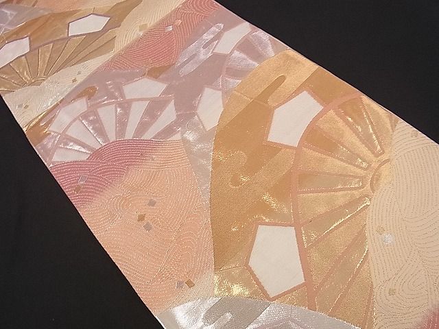 平和屋着物■六通柄袋帯 片輪車文 金銀糸 逸品 yk0701