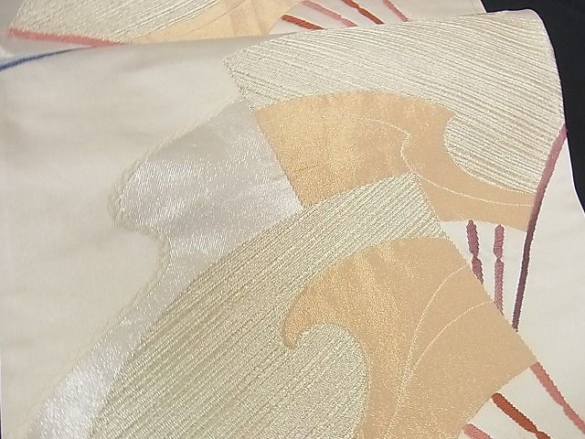 平和屋着物■六通柄袋帯 唐織 立波扇面文 金銀糸 逸品 yk0546