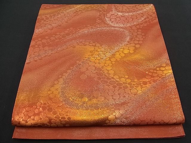 平和屋着物■六通柄袋帯 流水文 金糸 逸品 n-yn0290