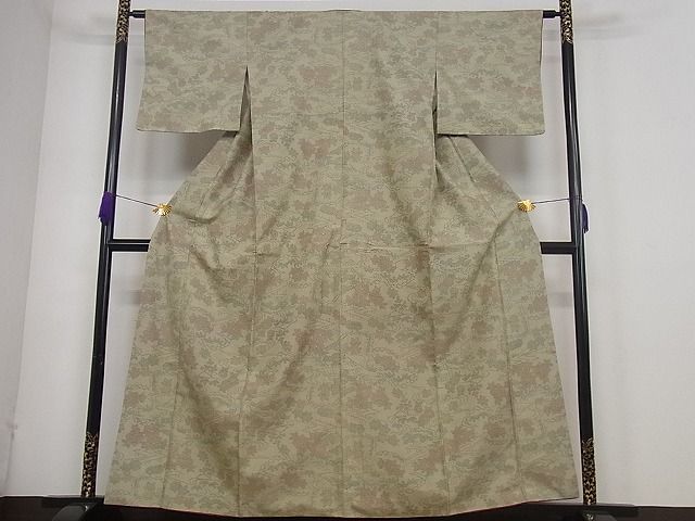 平和屋着物■上質なお召 流水風景花文 逸品 yyy2521