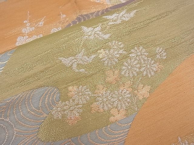 平和屋着物■六通柄袋帯 遠山飛鶴流水花文 金銀糸 逸品 ze5493