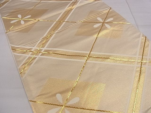 平和屋着物■六通柄袋帯 駒刺繍 花菱文 金糸 逸品 ze5687