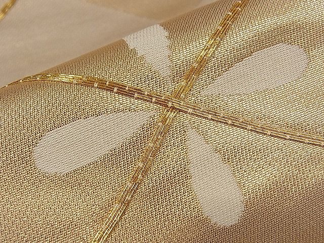 平和屋着物■六通柄袋帯 駒刺繍 花菱文 金糸 逸品 ze5687