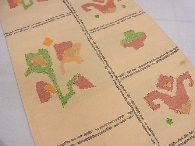 平和屋着物■西陣 六通柄京袋帯 紬地 吉祥花文 高島屋扱い 逸品 未使用 ze6353