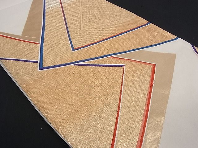 平和屋着物■六通柄袋帯 色紙重ね 金糸 逸品 zy0743