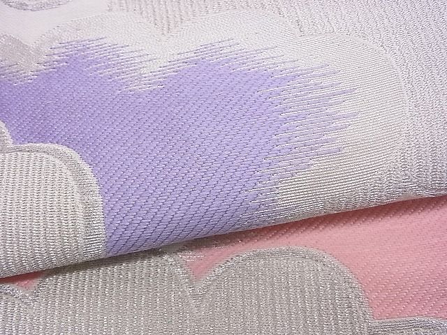 平和屋着物■六通柄袋帯 雲取り文 銀糸 逸品 n-ds0213