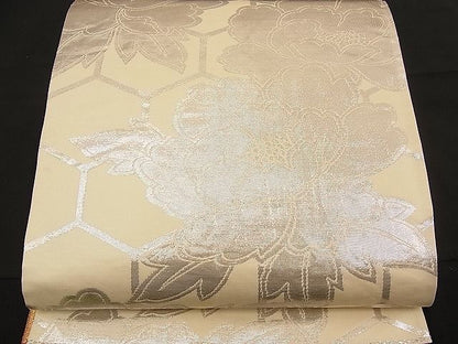平和屋着物■両面 六通柄袋帯 亀甲牡丹文 金銀糸 逸品 n-bj0601
