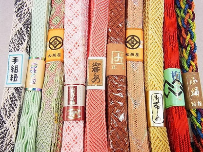 平和屋本店■夏物　和装小物　帯締め10本　全て未使用　手組紐　レース織　銀糸　松坂屋扱い　逸品　未使用　DZAA10108kh4 - 平和屋