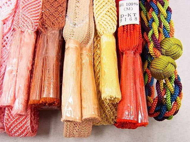 平和屋本店■夏物　和装小物　帯締め10本　全て未使用　手組紐　レース織　銀糸　松坂屋扱い　逸品　未使用　DZAA10108kh4 - 平和屋
