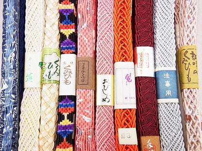 平和屋本店■夏物　和装小物　帯締め10本　全て未使用　手組紐　くみひも　法事用　めいくやまと　逸品　未使用　DZAA10109kh4 - 平和屋