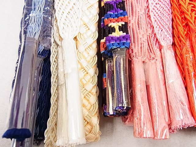 平和屋本店■夏物　和装小物　帯締め10本　全て未使用　手組紐　くみひも　法事用　めいくやまと　逸品　未使用　DZAA10109kh4 - 平和屋