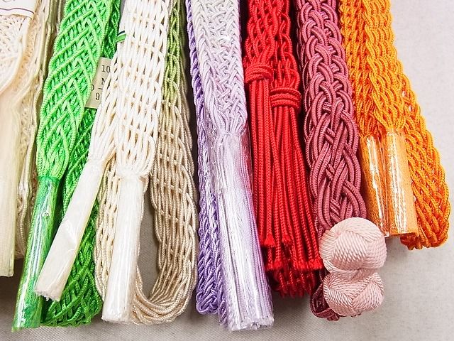 平和屋本店■夏物　和装小物　帯締め10本　全て未使用　手組み　くみひも　あわじ玉　三越・そごう扱い　逸品　未使用　DZAA10113kh4 - 平和屋
