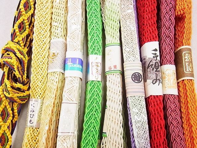平和屋本店■夏物　和装小物　帯締め10本　全て未使用　手組み　くみひも　あわじ玉　三越・そごう扱い　逸品　未使用　DZAA10113kh4 - 平和屋