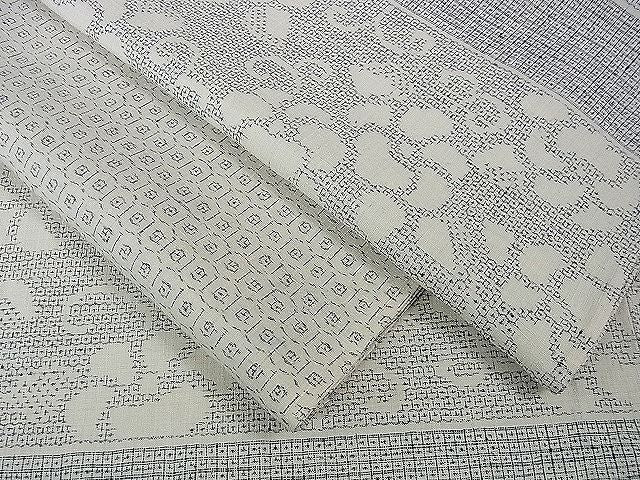 平和屋本店■極上　本場結城紬　重要無形文化財　単衣　100亀甲　花唐草横段文　逸品　未使用　DZAA0605kh4 - 平和屋